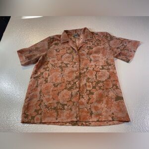 Donnkenny Floral Button-Up Blouse Med/Large